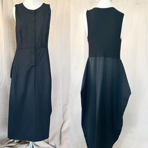 BITTE KAI RAND BLACK WOOL KNIT SLEEVELESS BUTTON FRONT PLEATED SIDE POCKET M